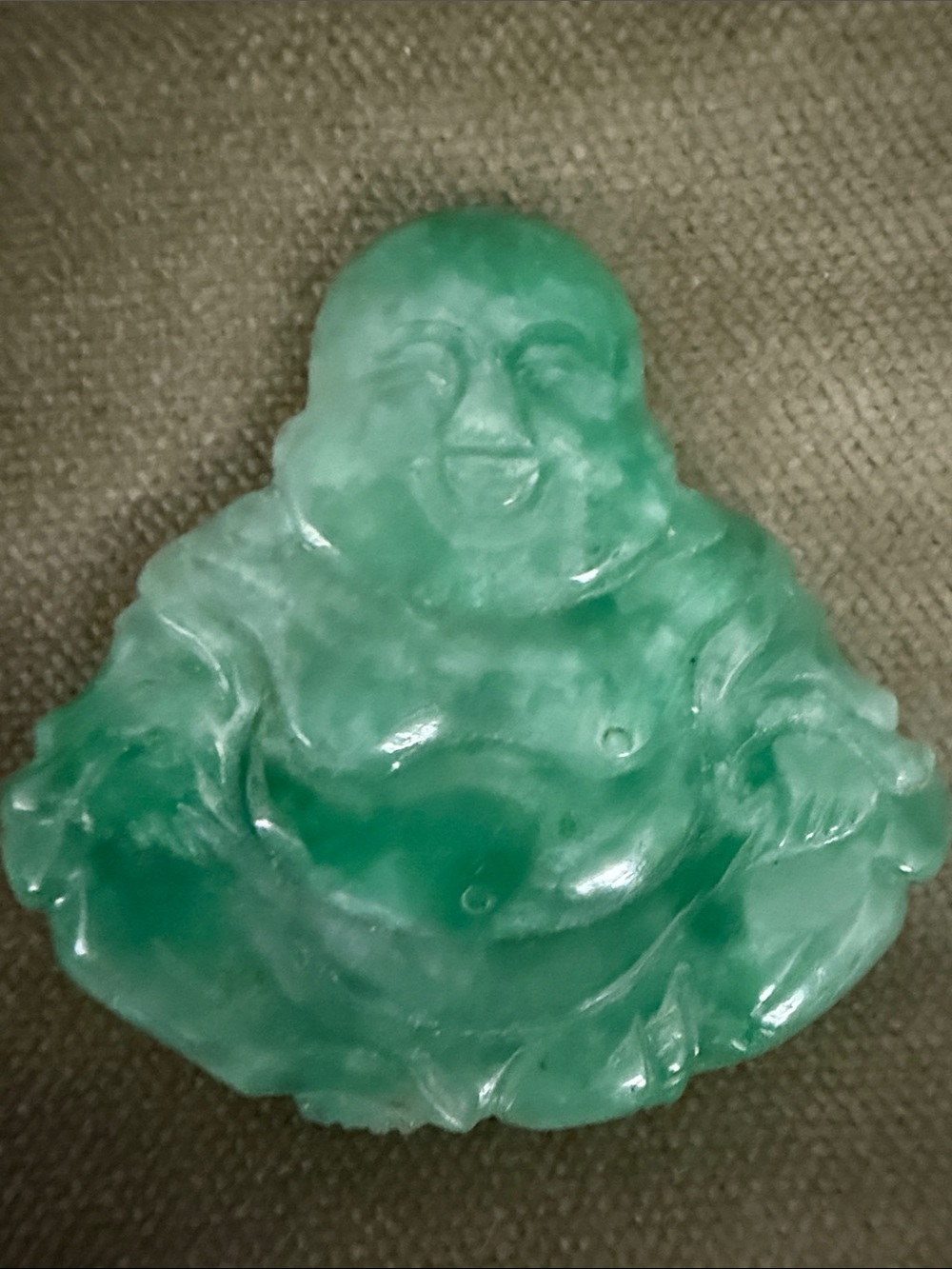 Green Jade Laughing Buddha Pendant Piece